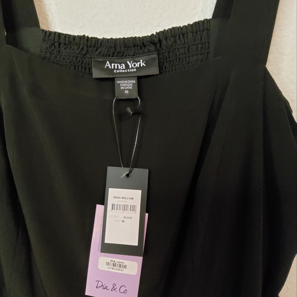 NWT Arna York Black Maxi Willow Dress Size 16 - Picture 4 of 5